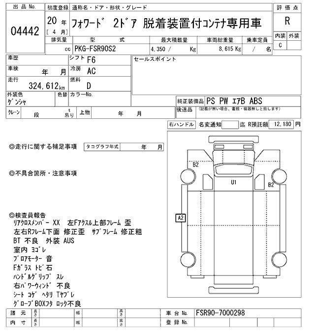 Аукционный лист ISUZU FORWARD 2008
