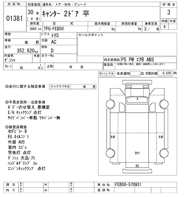 Аукционный лист MITSUBISHI CANTER 2018