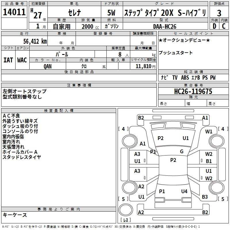 Аукционный лист NISSAN SERENA 2015