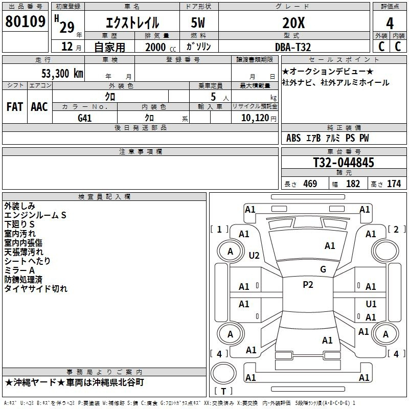 Аукционный лист NISSAN X-TRAIL 2017