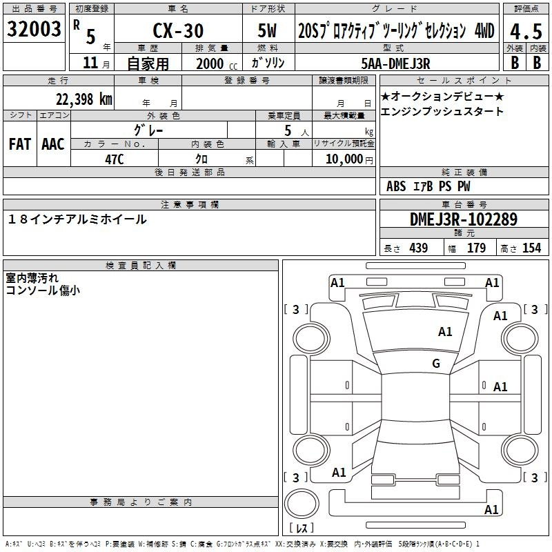 Аукционный лист MAZDA CX-30 2023