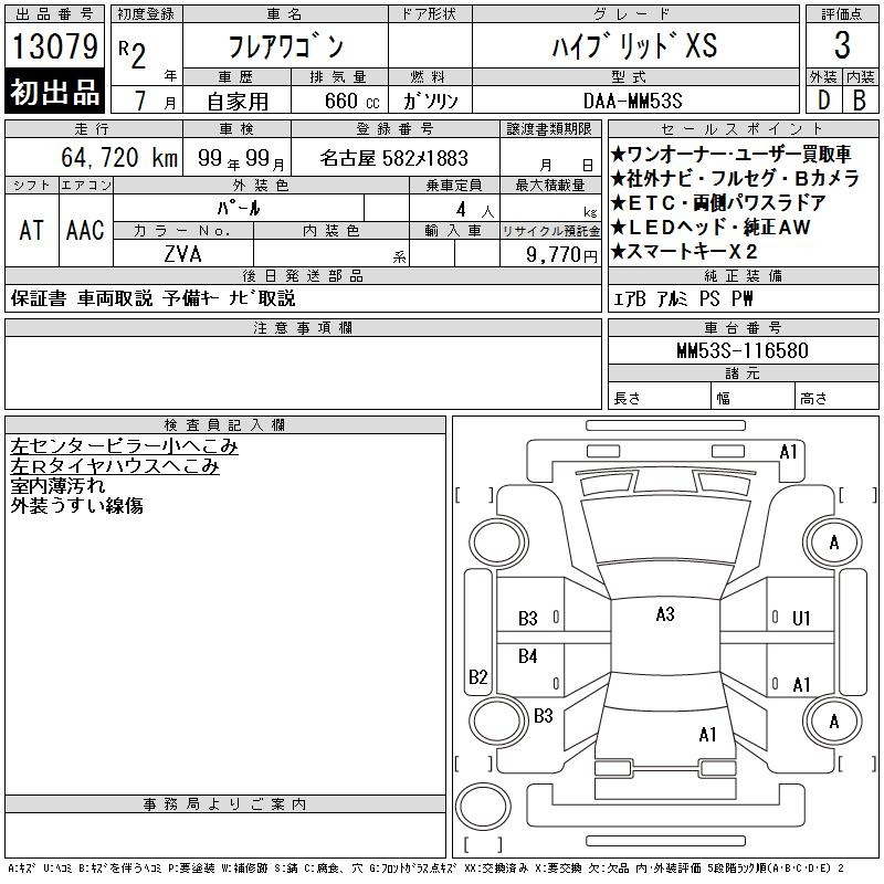 Аукционный лист MAZDA FLAIR WAGON 2020