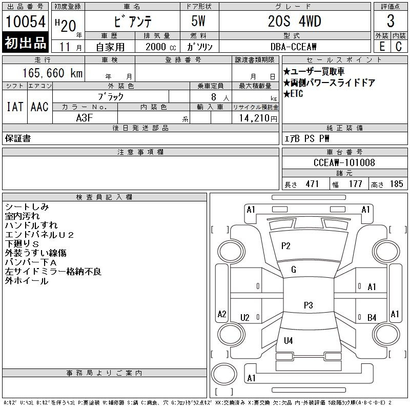 Аукционный лист MAZDA BIANTE 2008