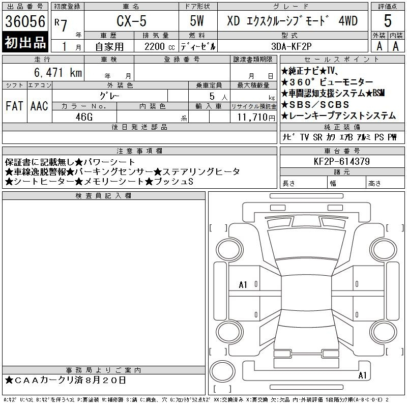 Аукционный лист MAZDA CX-5 2025