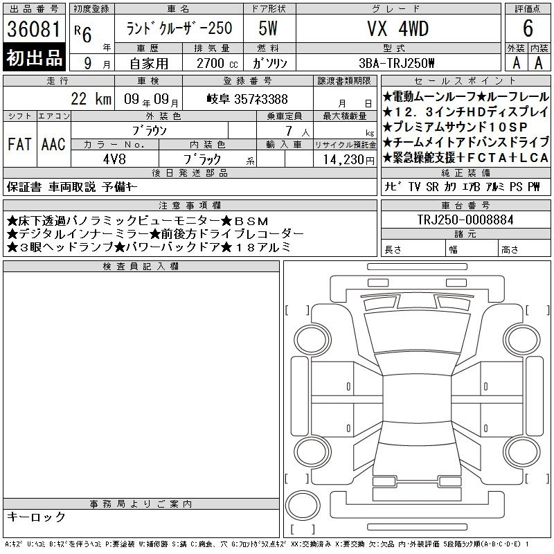 Аукционный лист TOYOTA LAND CRUISER 2024