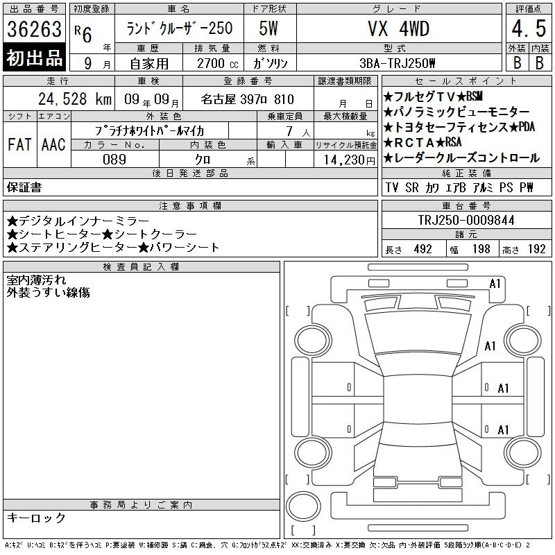 Аукционный лист TOYOTA LAND CRUISER 2024