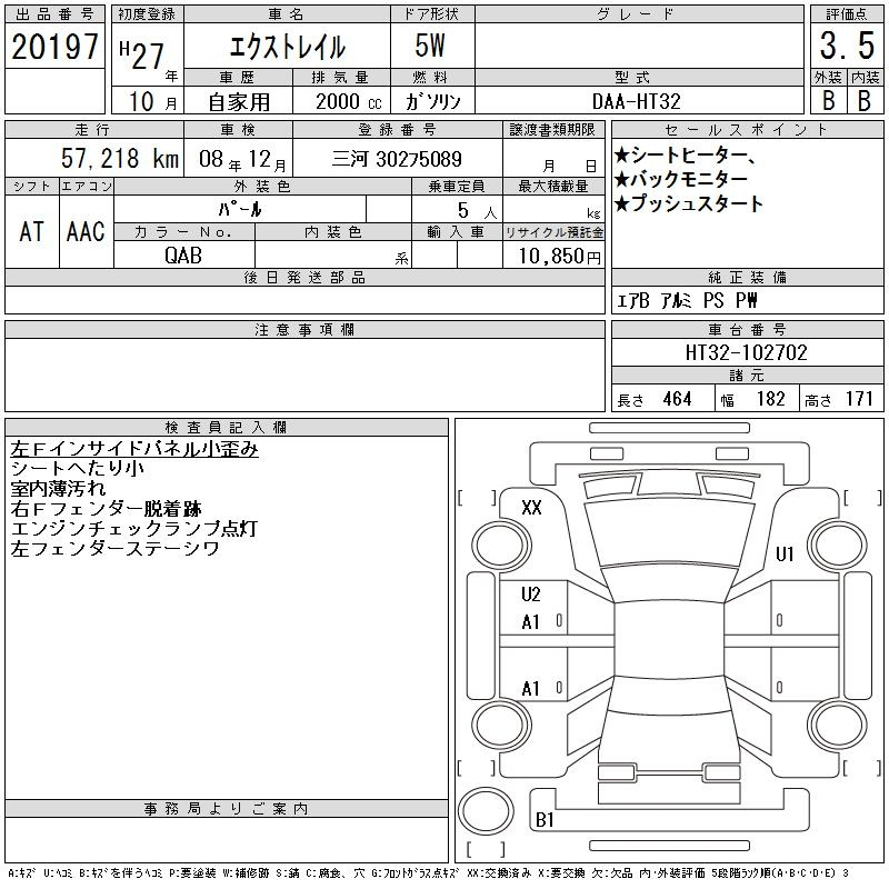 Аукционный лист NISSAN X-TRAIL 2015
