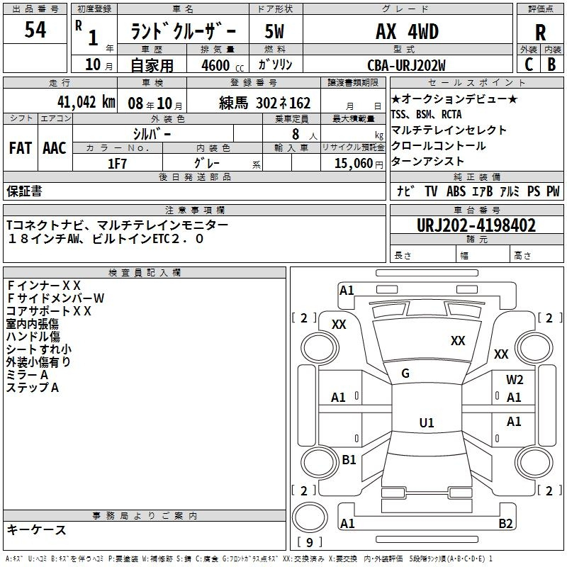 Аукционный лист TOYOTA LAND CRUISER 2019