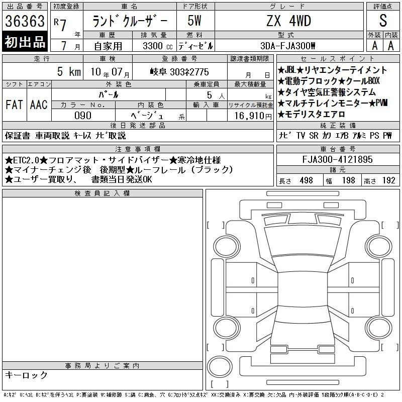 Аукционный лист TOYOTA LAND CRUISER 2025