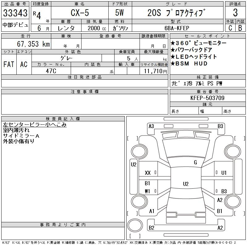 Аукционный лист MAZDA CX-5 2022