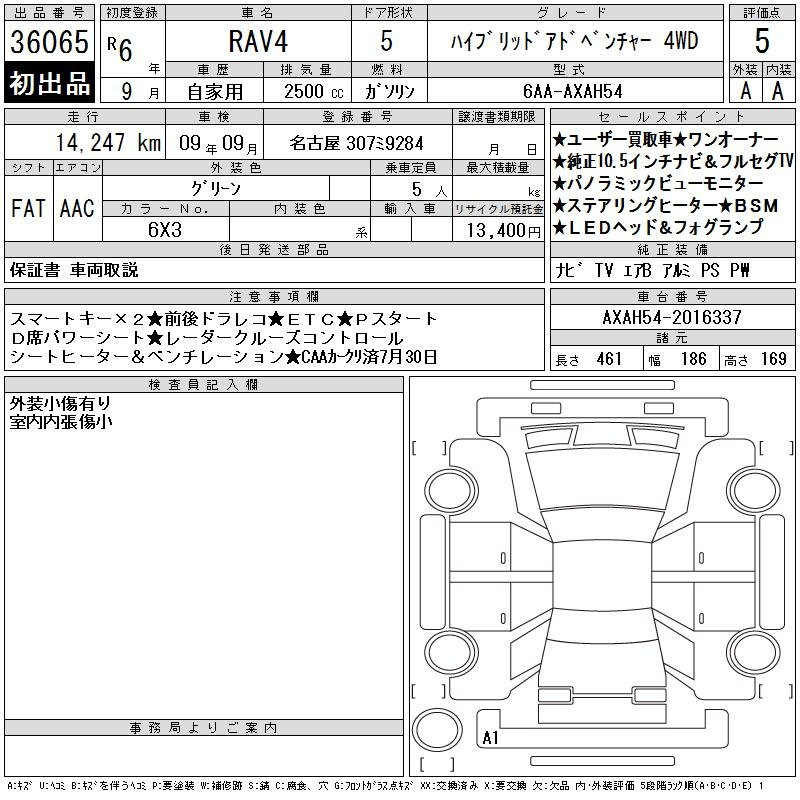 Аукционный лист TOYOTA RAV4 2024