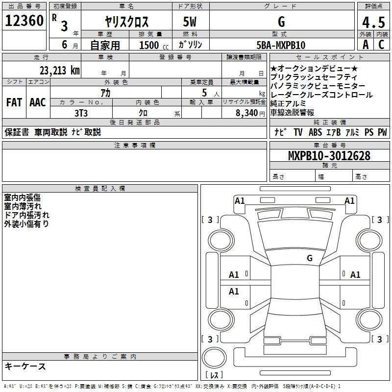 Аукционный лист TOYOTA YARIS CROSS 2021