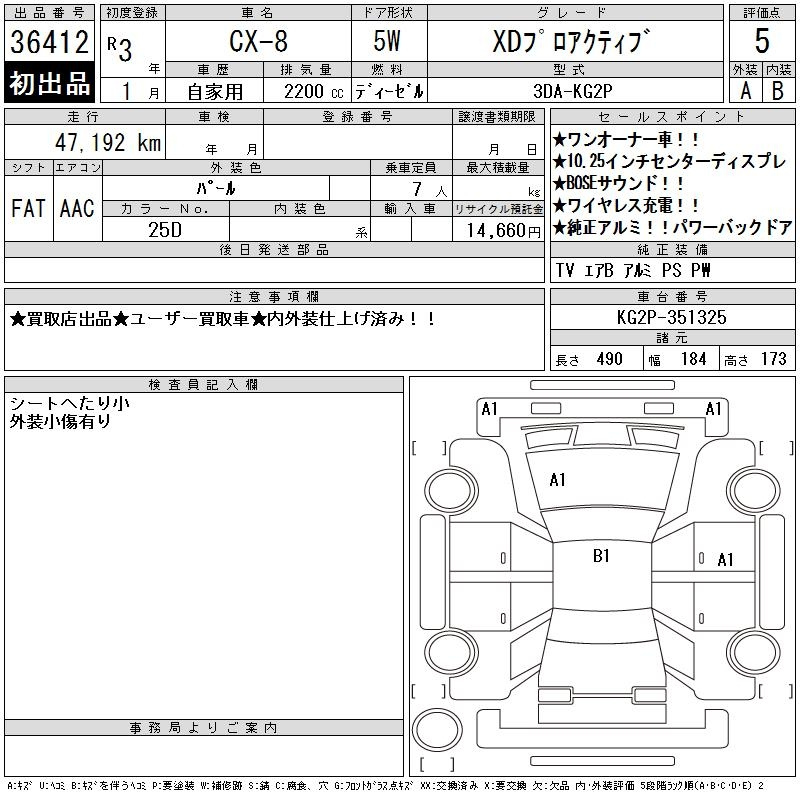 Аукционный лист MAZDA CX-8 2021