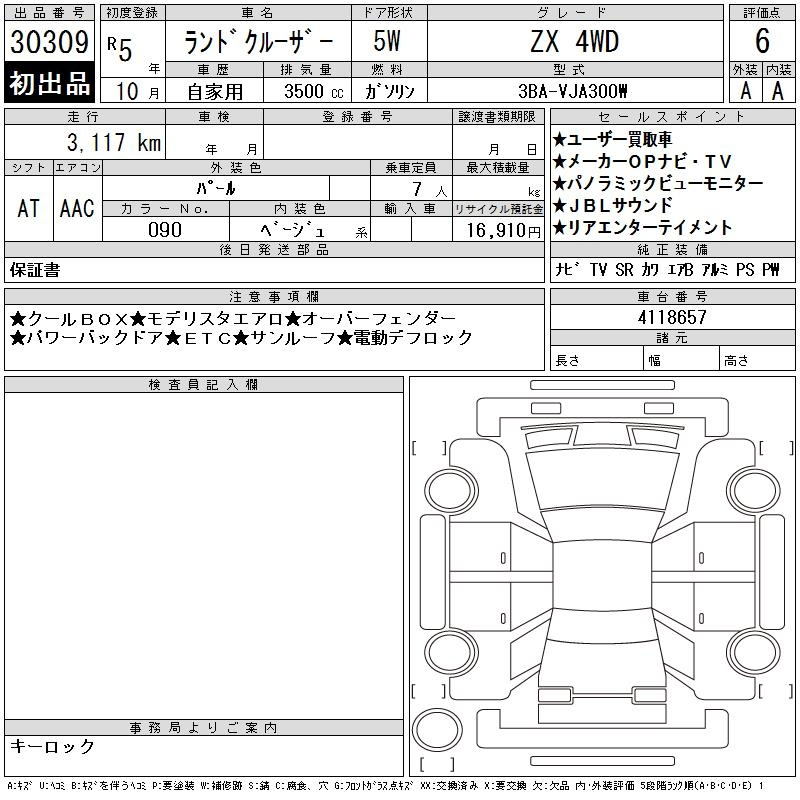 Аукционный лист TOYOTA LAND CRUISER 2023