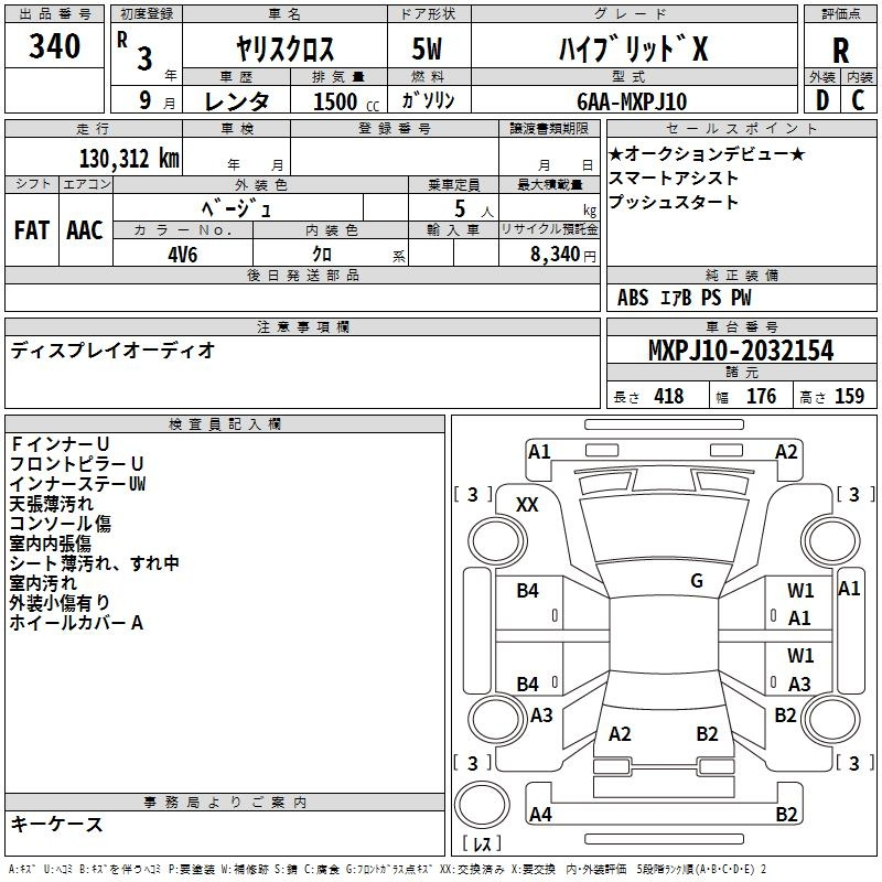 Аукционный лист TOYOTA YARIS CROSS 2021
