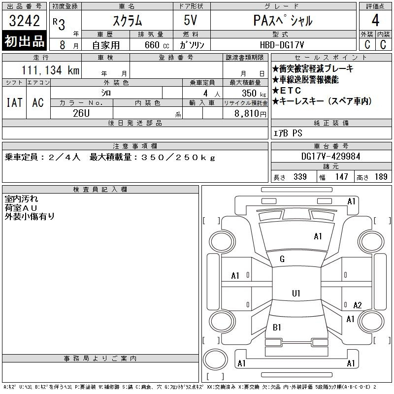 Аукционный лист MAZDA SCRUM 2021