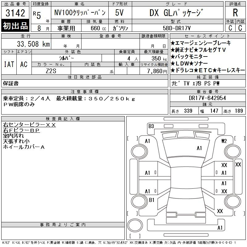 Аукционный лист NISSAN CLIPPER VAN 2023