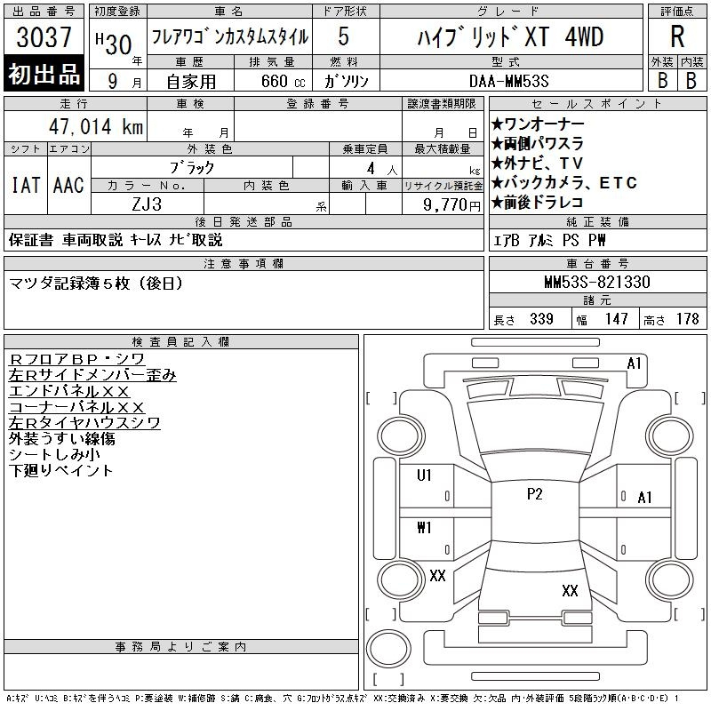 Аукционный лист MAZDA FLAIR WAGON 2018