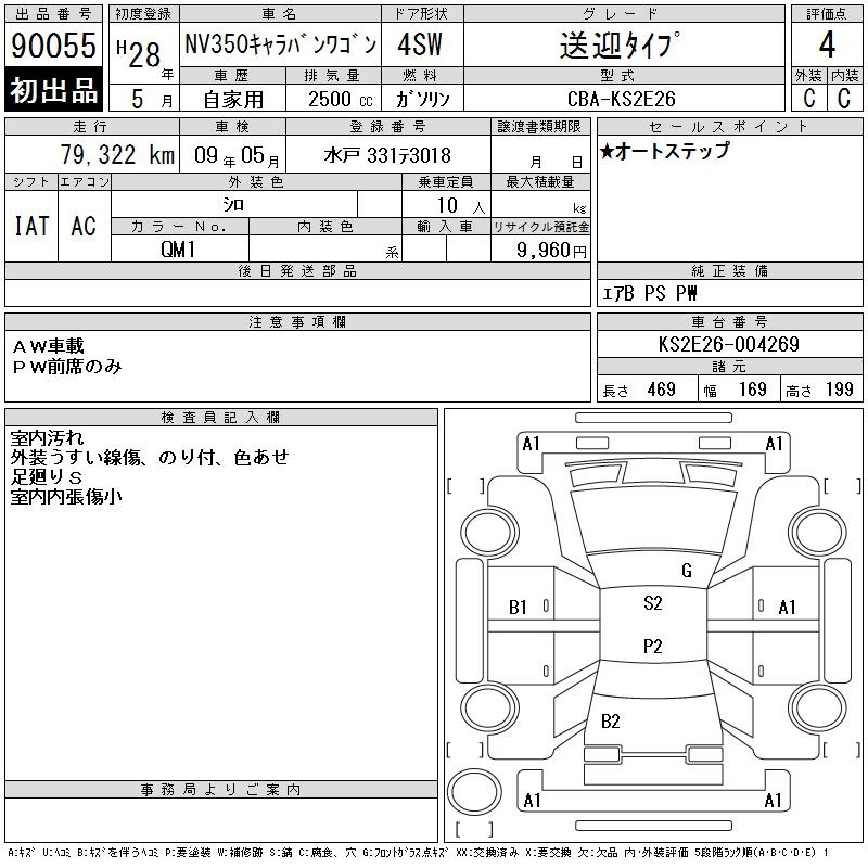 Аукционный лист NISSAN CARAVAN 2016