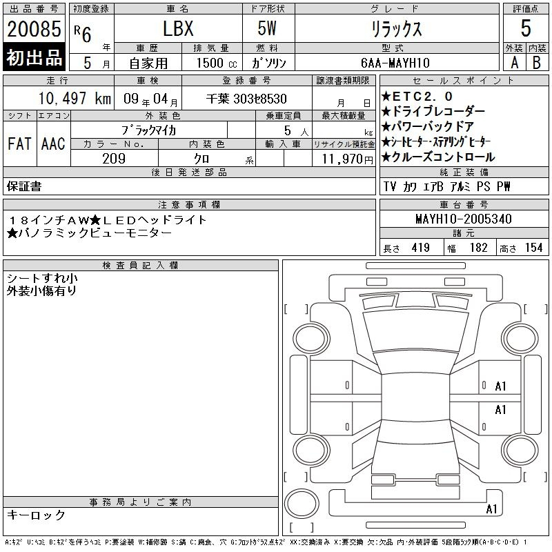 Аукционный лист LEXUS LBX 2024
