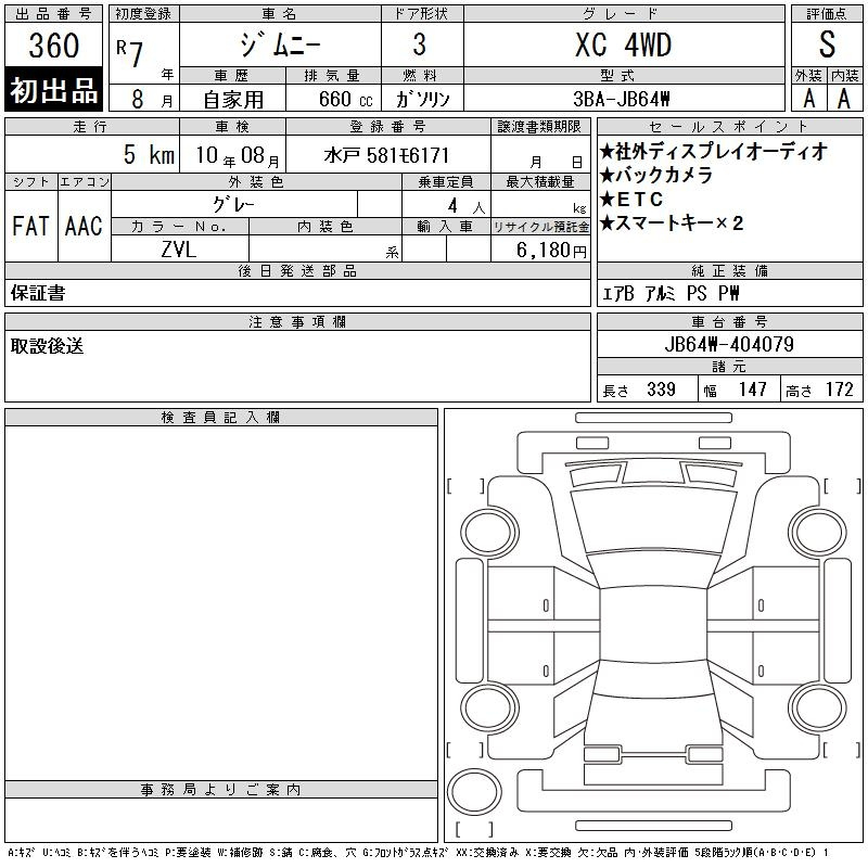 Аукционный лист SUZUKI JIMNY 2025