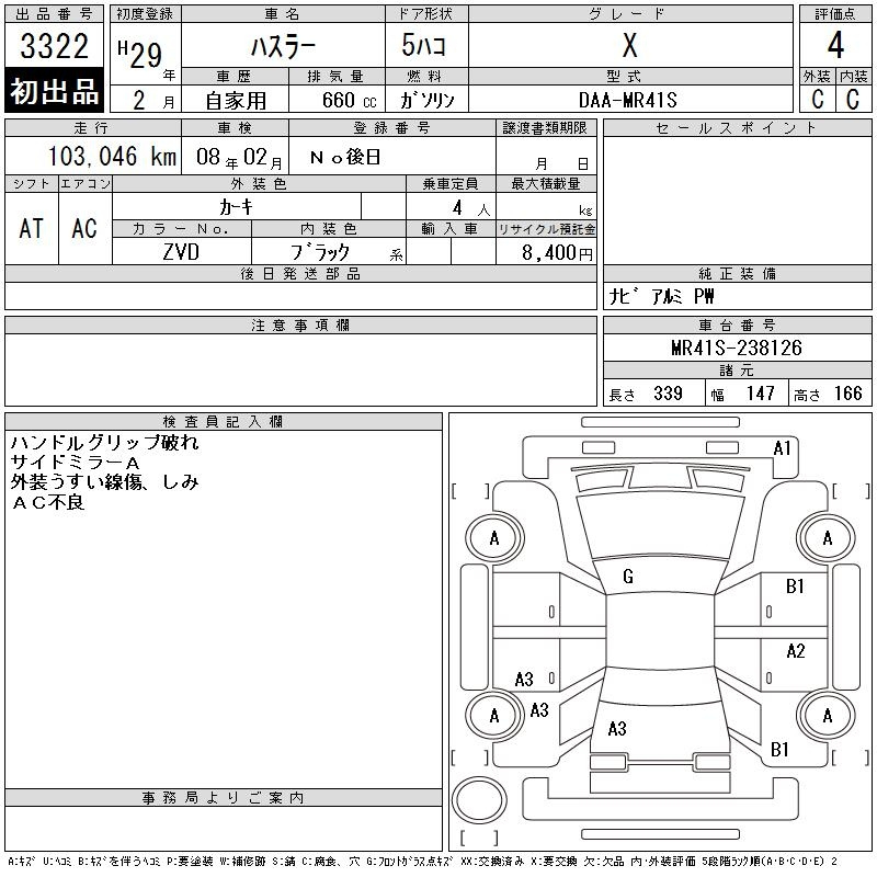 Аукционный лист SUZUKI HUSTLER 2017