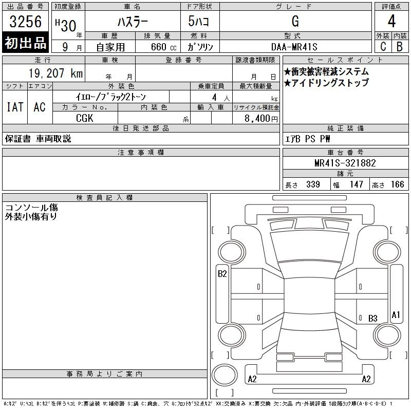 Аукционный лист SUZUKI HUSTLER 2018