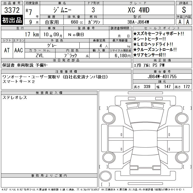 Аукционный лист SUZUKI JIMNY 2025