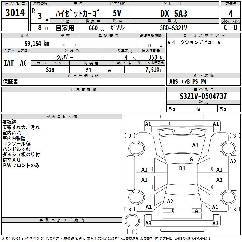 Аукционный лист DAIHATSU HIJET VAN 2021