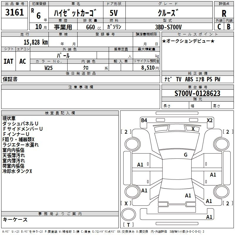 Аукционный лист DAIHATSU HIJET VAN 2024