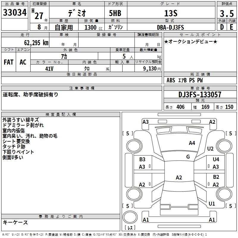 Аукционный лист MAZDA DEMIO 2015