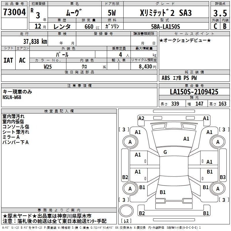 Аукционный лист DAIHATSU MOVE 2021