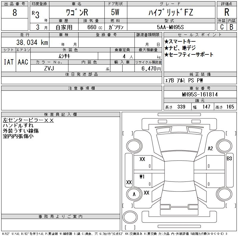 Аукционный лист SUZUKI WAGON R 2021