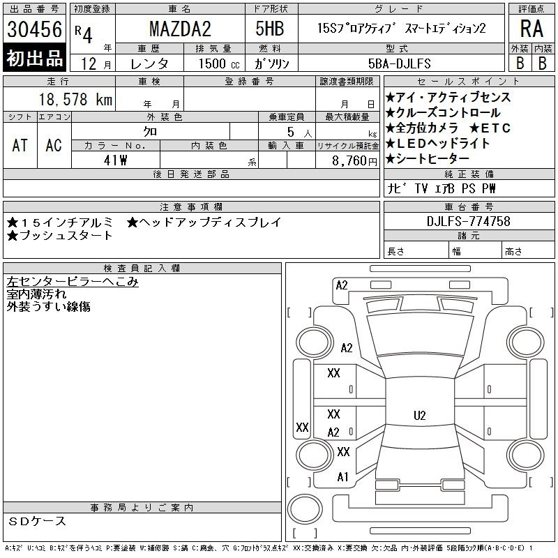 Аукционный лист MAZDA MAZDA2 2022