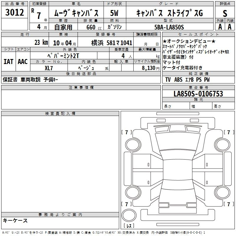 Аукционный лист DAIHATSU MOVE CANBUS 2025