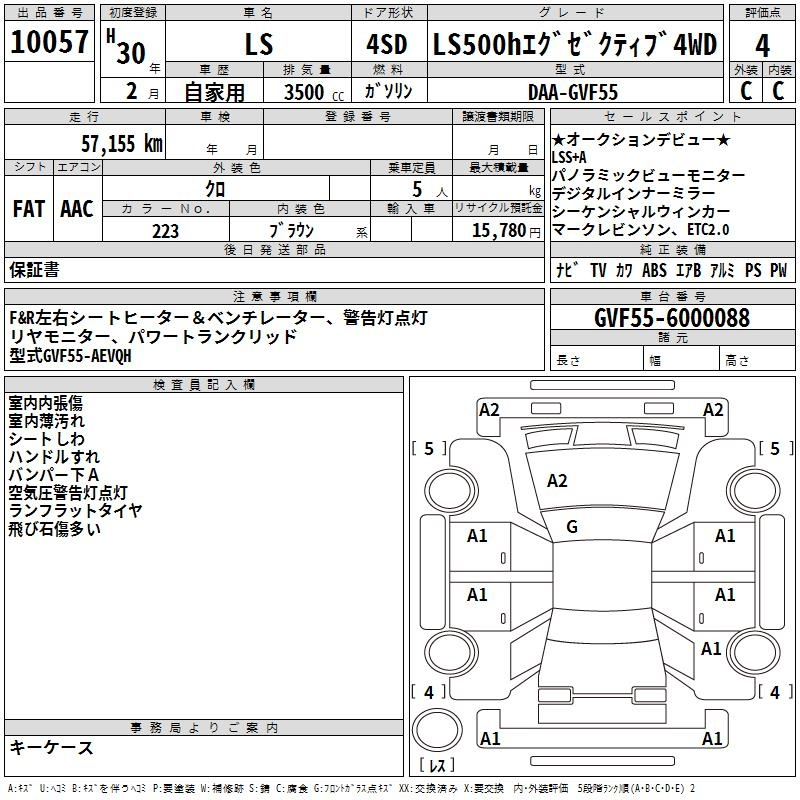 Аукционный лист LEXUS LS 2018