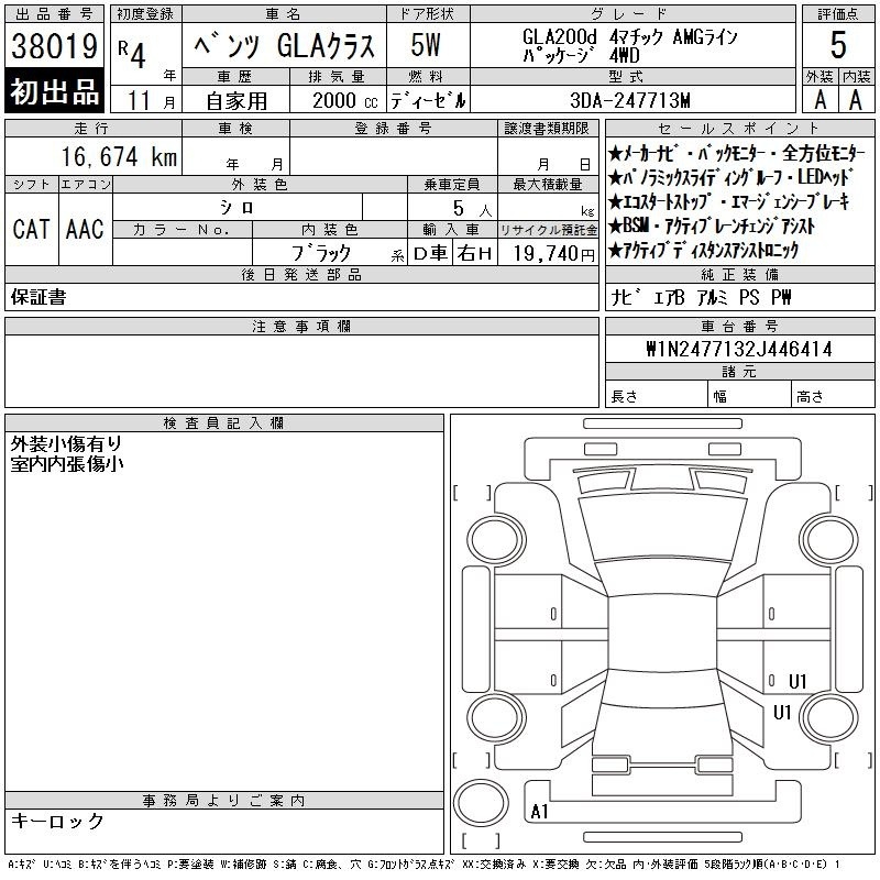 Аукционный лист MERCEDES BENZ GLA CLASS 2022