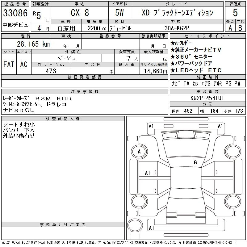 Аукционный лист MAZDA CX-8 2023