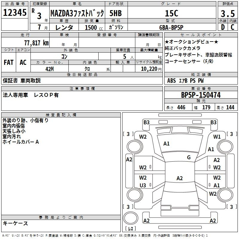 Аукционный лист MAZDA MAZDA3 2021