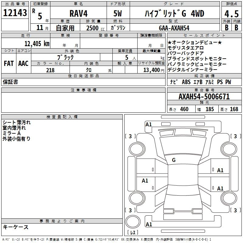 Аукционный лист TOYOTA RAV4 2023