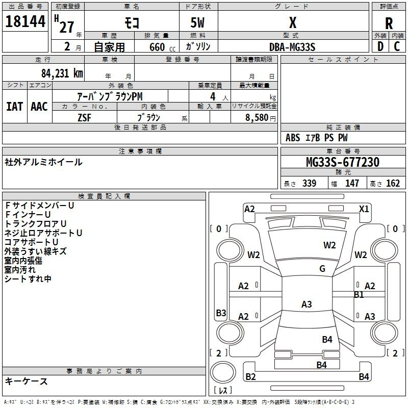 Аукционный лист NISSAN MOCO 2015