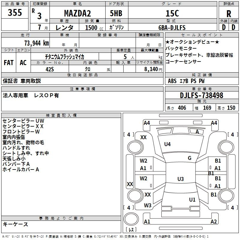 Аукционный лист MAZDA MAZDA2 2021