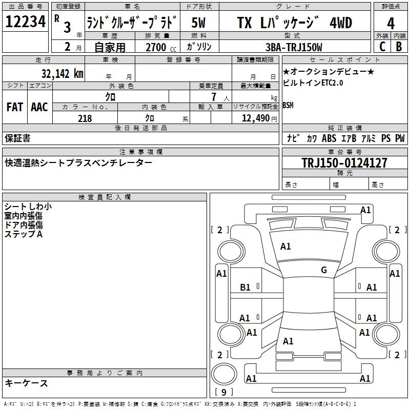 Аукционный лист TOYOTA LAND CRUISER PRADO 2021