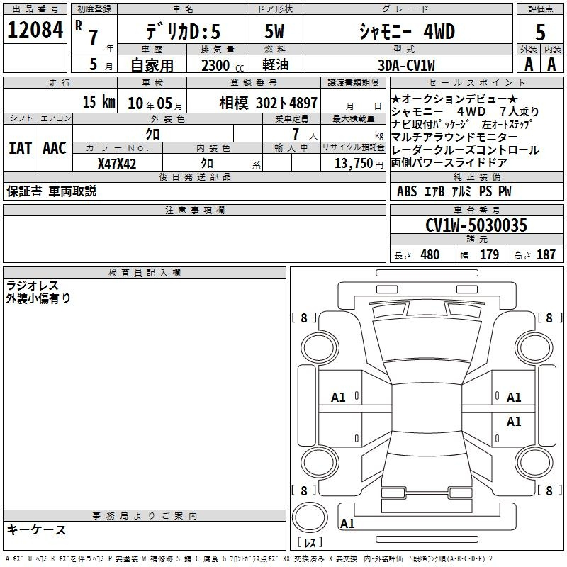 Аукционный лист MITSUBISHI DELICA D5 2025