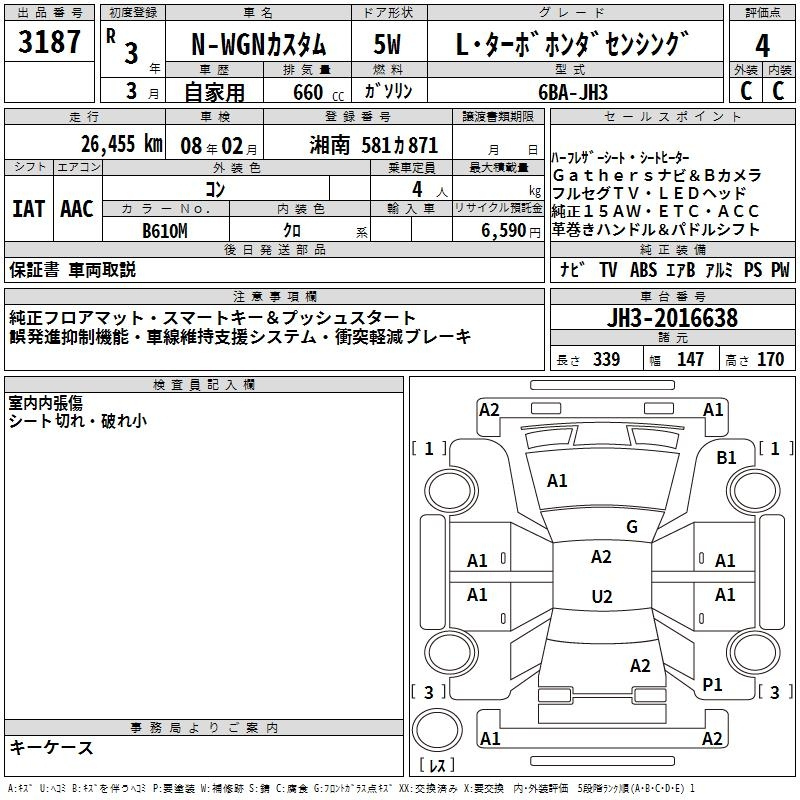 Аукционный лист HONDA N WGN 2021