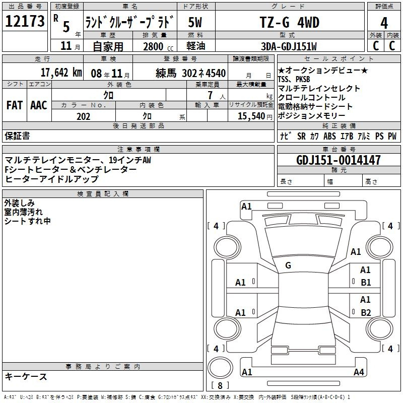 Аукционный лист TOYOTA LAND CRUISER PRADO 2023
