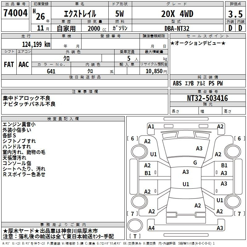 Аукционный лист NISSAN X-TRAIL 2014