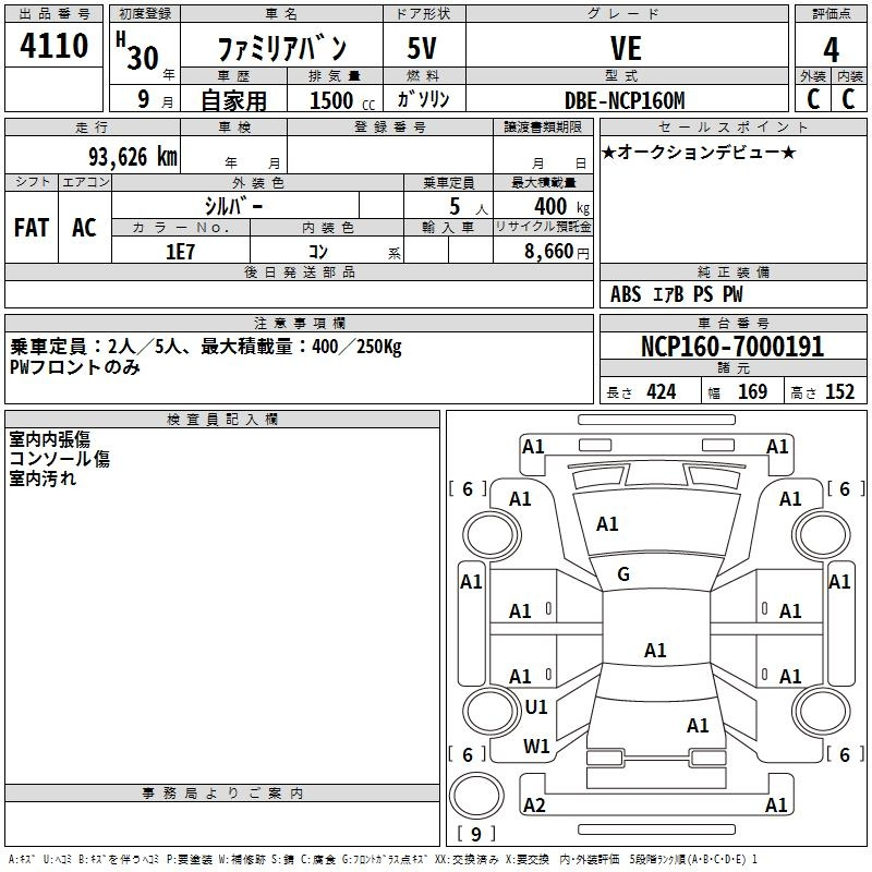 Аукционный лист MAZDA FAMILIA VAN 2018