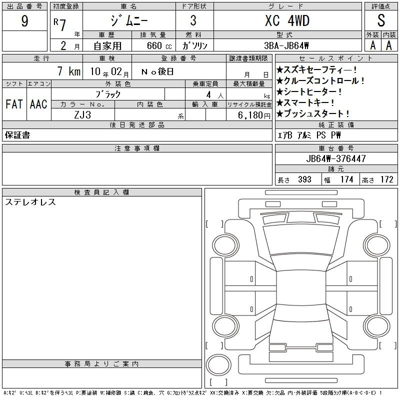 Аукционный лист SUZUKI JIMNY 2025
