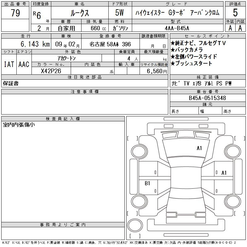 Аукционный лист NISSAN ROOX 2024